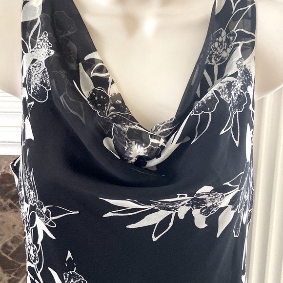 SILK FLORAL SLEEVELESS COWL NEXK MIDI DRESS - Picture 4 of 11